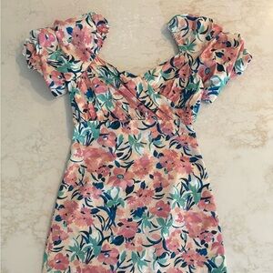 Zara Floral Mini Dress - Pink, Green, Blue